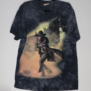 Vintage The Mountain Shirt Mens XL Gray Sheriff Western Cowboy Graphic USA